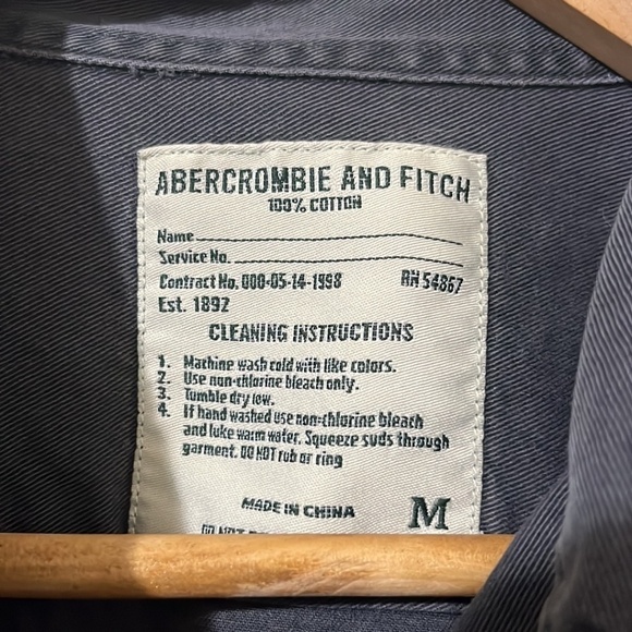 Abercrombie & Fitch 100% Cotton Long Sleeve Military Style Shirt - Picture 2 of 4